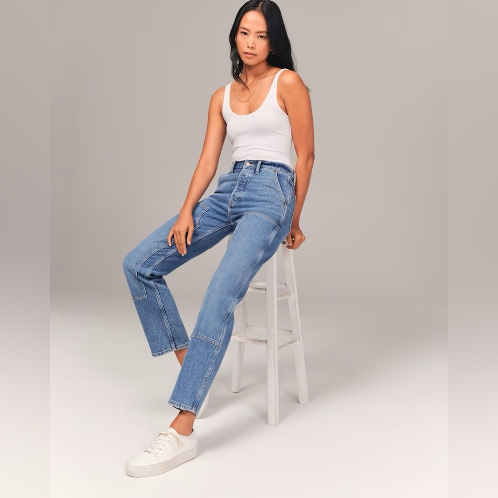 NWT Abercrombie & Fitch Dad High Rise Carpenter Jeans 33/16